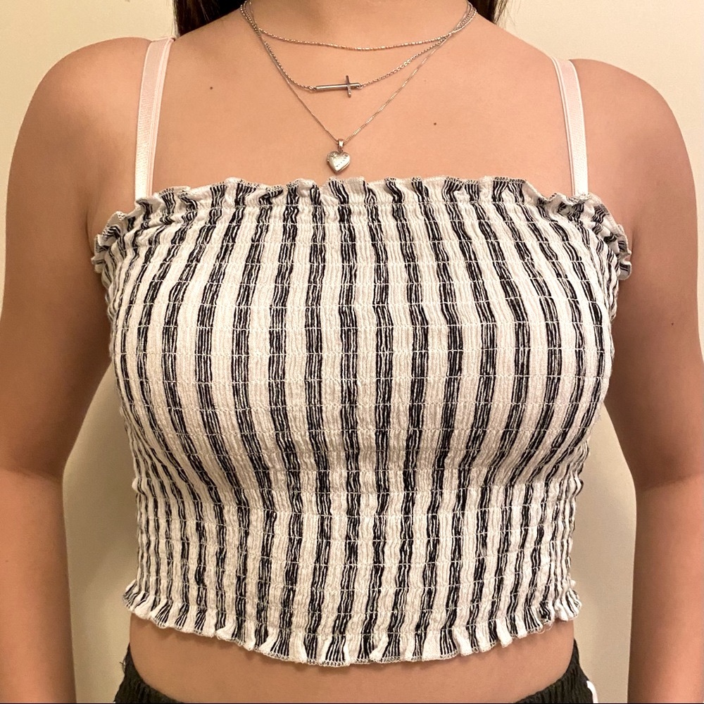 “Black & White Striped Tube Top”